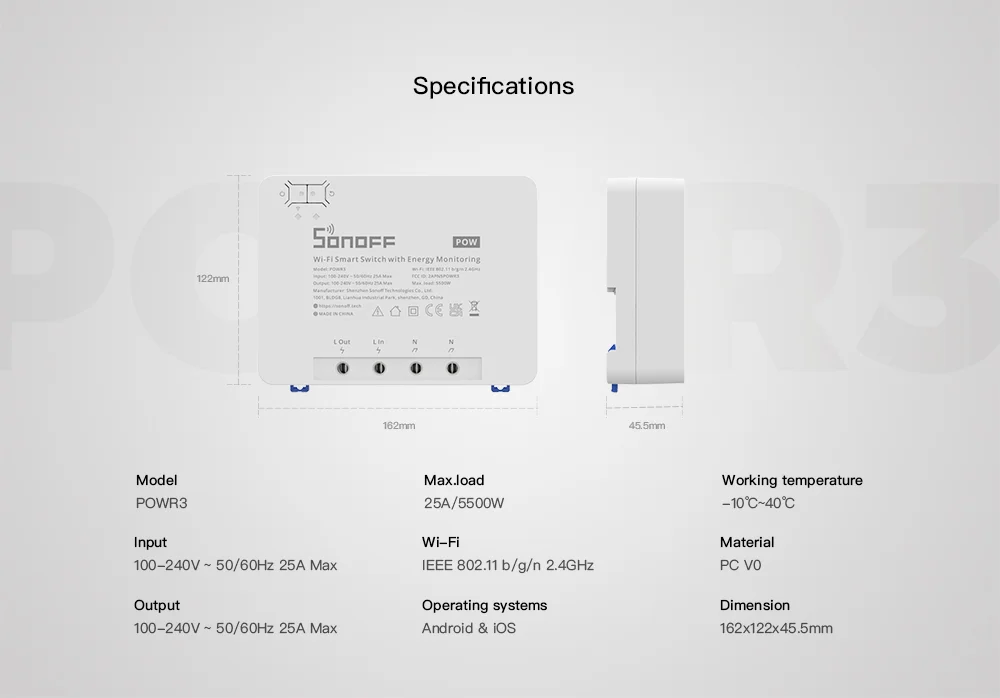 best price 25A 5500W Power Metering  smart life sonoff power R3 wifi wireless switch Overload Protection Energy Saving