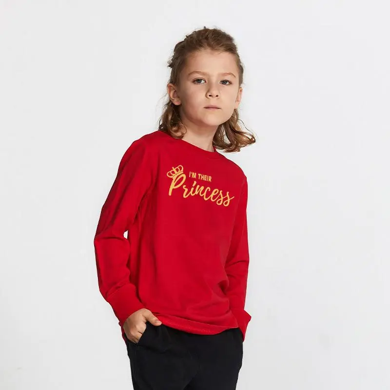
Custom Letter Print King Queen Prince Princess Sweatshirts Wholesale Oversize Casual Pullover Spring Family Matching Clothing 