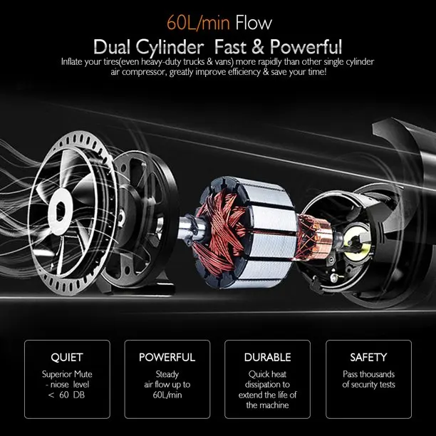 Factory Wholesale Portable Air Compressors Double Cylinder 12v Dc Car Air Pump