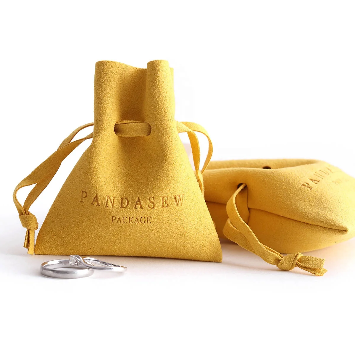 PandaSew Custom Logo Small Microfiber Jewelry Pouch Rings earrings Packaging Bag