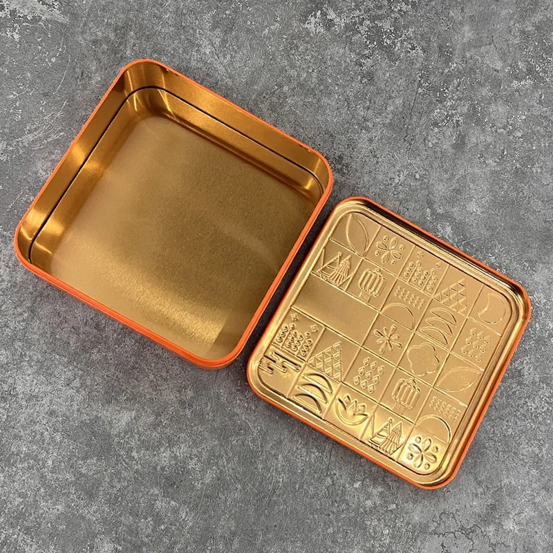 Black Red Orange Silver Blue Festival Holiday tinplate box for gift candy cookie mooncake Egg Yolk Pastry tin packaging box