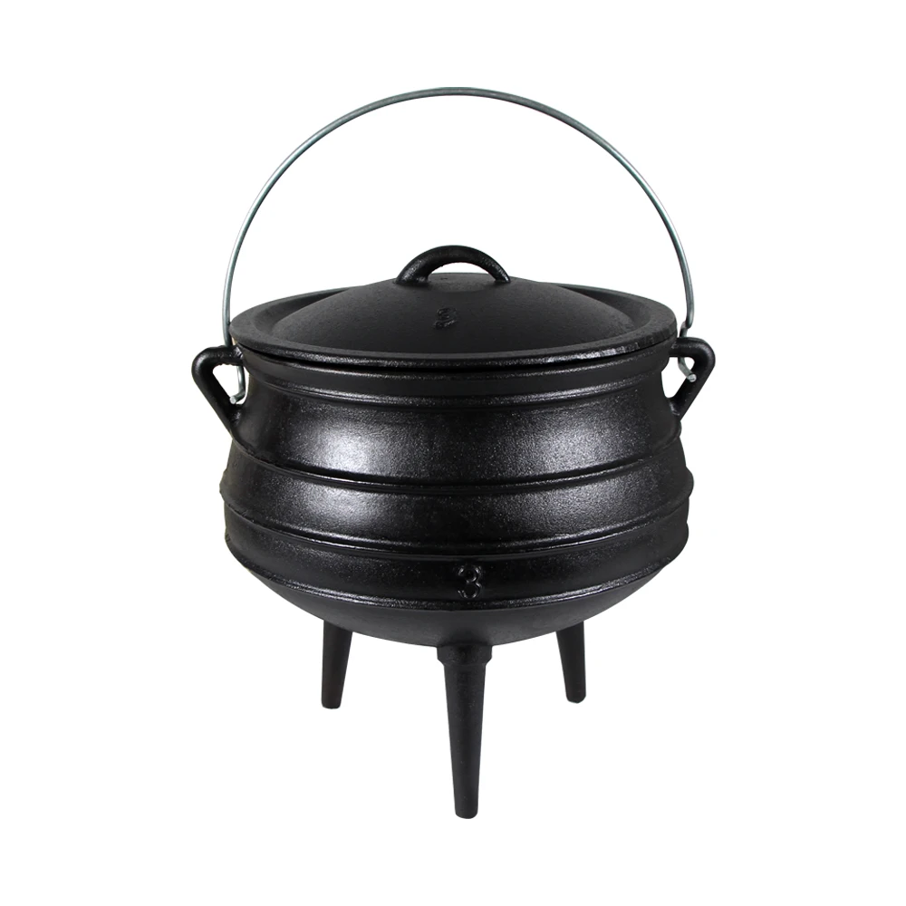 Factory wholesale  Cast Iron  Outdoor camping potjie pot enamel South African pot with three legs