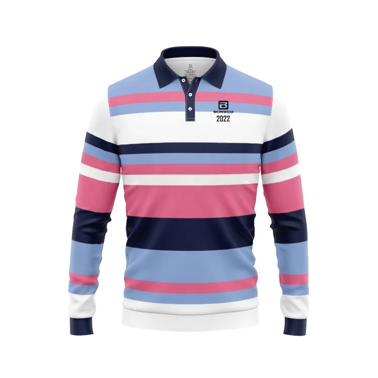 Casual Rugby Polo Shirt Long Sleeves Rugby Jersey Rugby Jumper School Leavers with Custom Logo