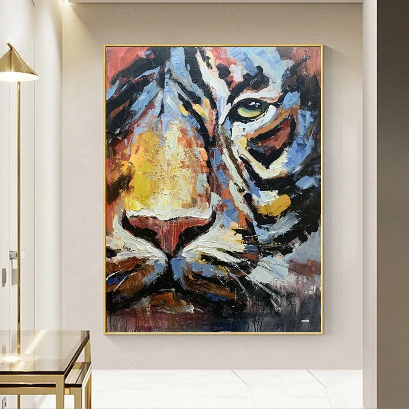 Картина на холсте тигр Новый продукт Современный стиль Животные Картины Искусство творчество агрессивный Тигр Настенная картина вручную