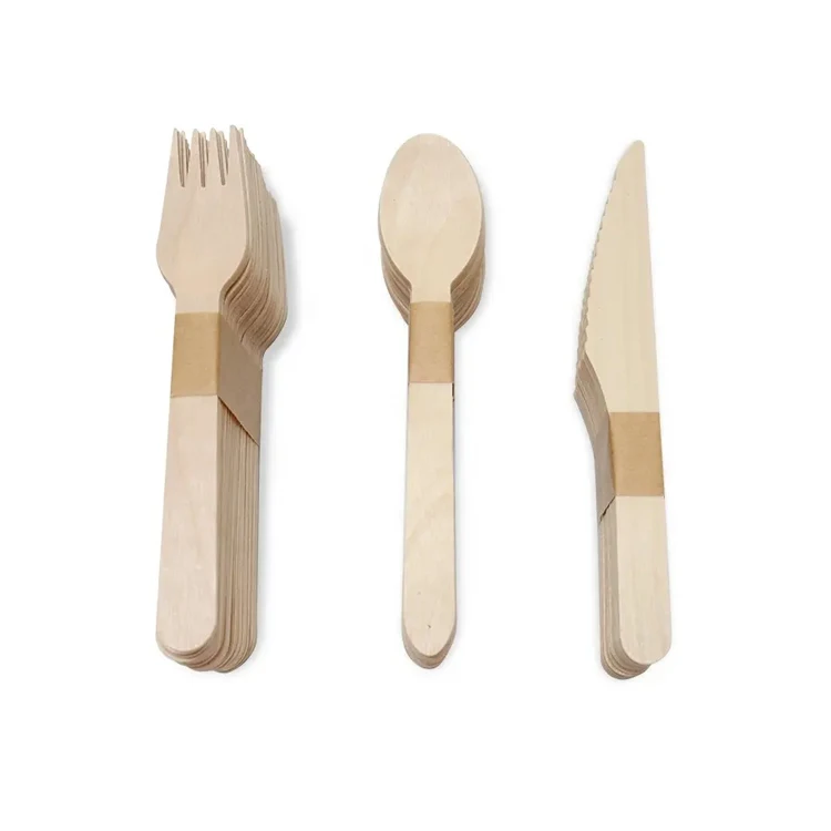 Wooden Cutlery Forks Birch Wood Cutlery Set Disposable Wooden Cutlery Forks Spoon Knife