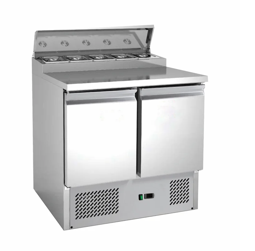 Fridge Commercial Refrigeration Equipment Two Doors Under Counter Fridge Stainless Steel Salad Table
