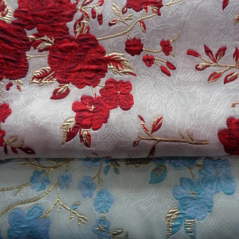 Best Selling 3d Flowers Brocade Golden Metallic Rayon Jacard Dobby Cloth Jacquard Lurex Dress Skirts Fabrics