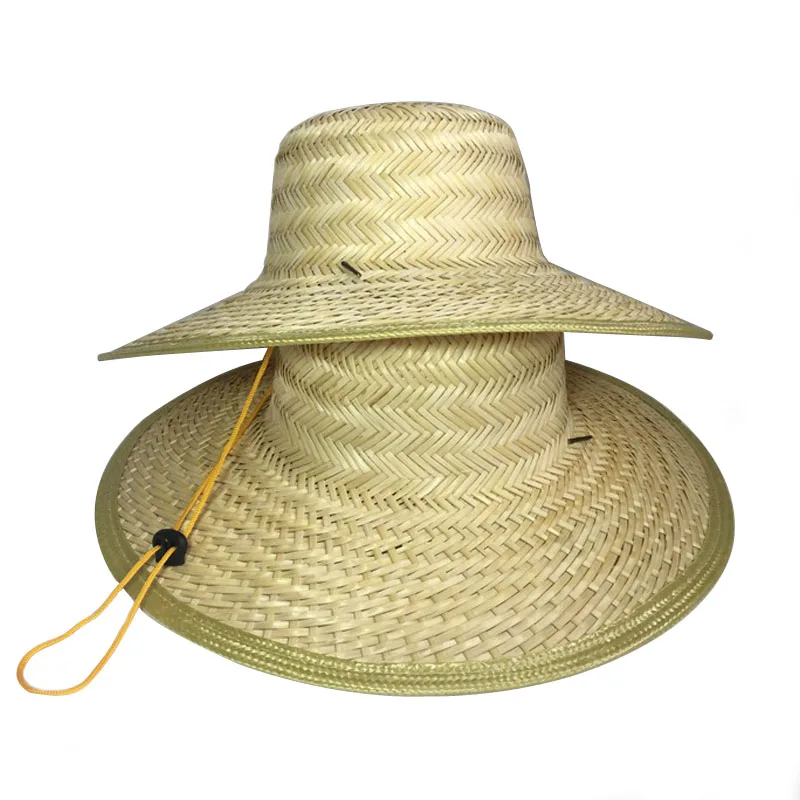 Direct supply custom acceptable large brim Eco-friendly bamboo straw hat
