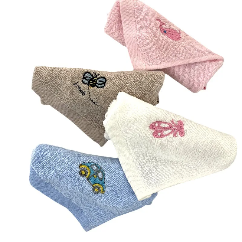 Soft Kids Logo Luxuriant Terry Washcloths Custom Embroidered logo Small 100% Cotton Hand Face Towel