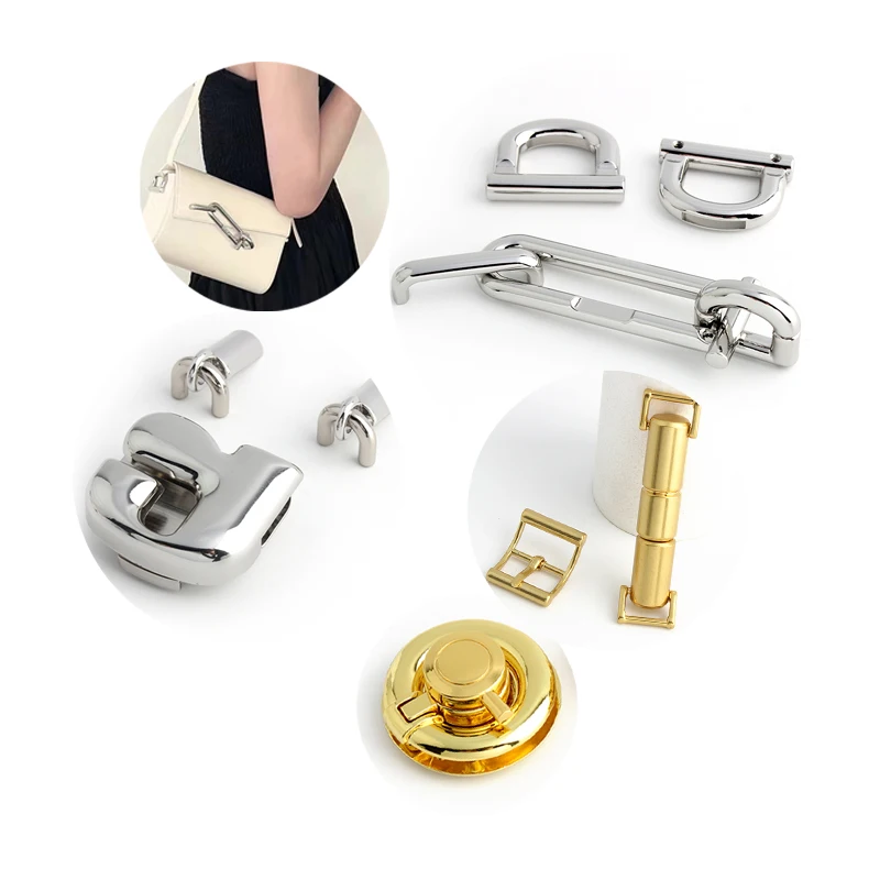 2023 STOCK Luxury Metal K Gold Silver Purse Snap Lock Handbag Hardware Clasp Decor Push Closure Turn Twist Lock Bag Lock