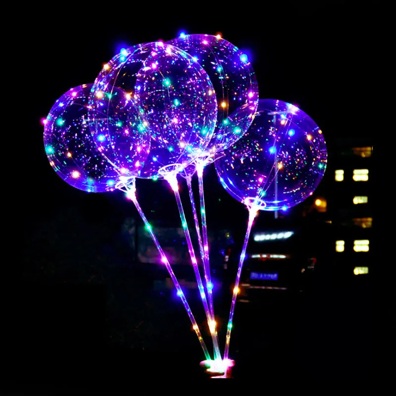 20 inch transparent bobo balloon led balloon light with battery box and stick for party decoration or toy