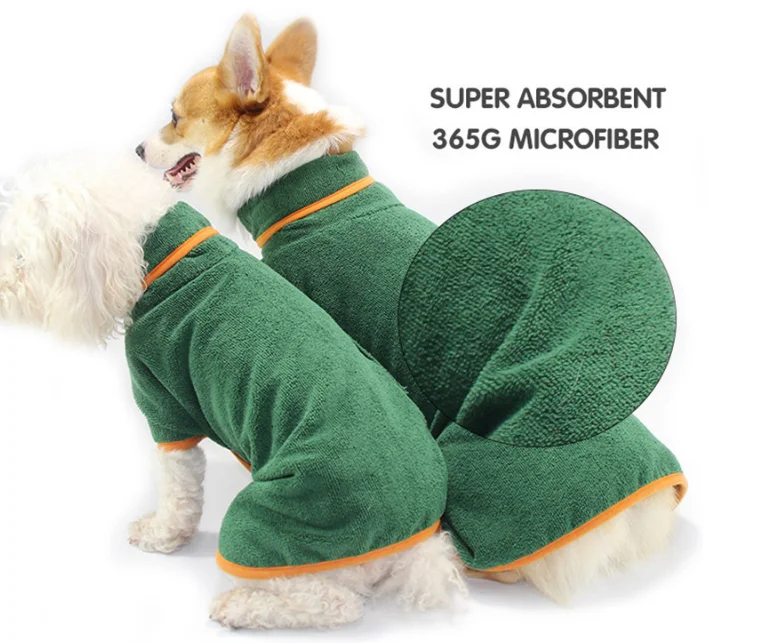 Hot Sale Dog Drying Coat Bathrobe Towel Microfiber Material Fast Drying Super Absorbent Dog Bath Robe