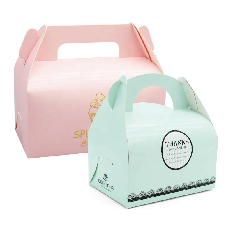 Retail cheap price customized recyclable transparent window  with handle cake packaging paper box