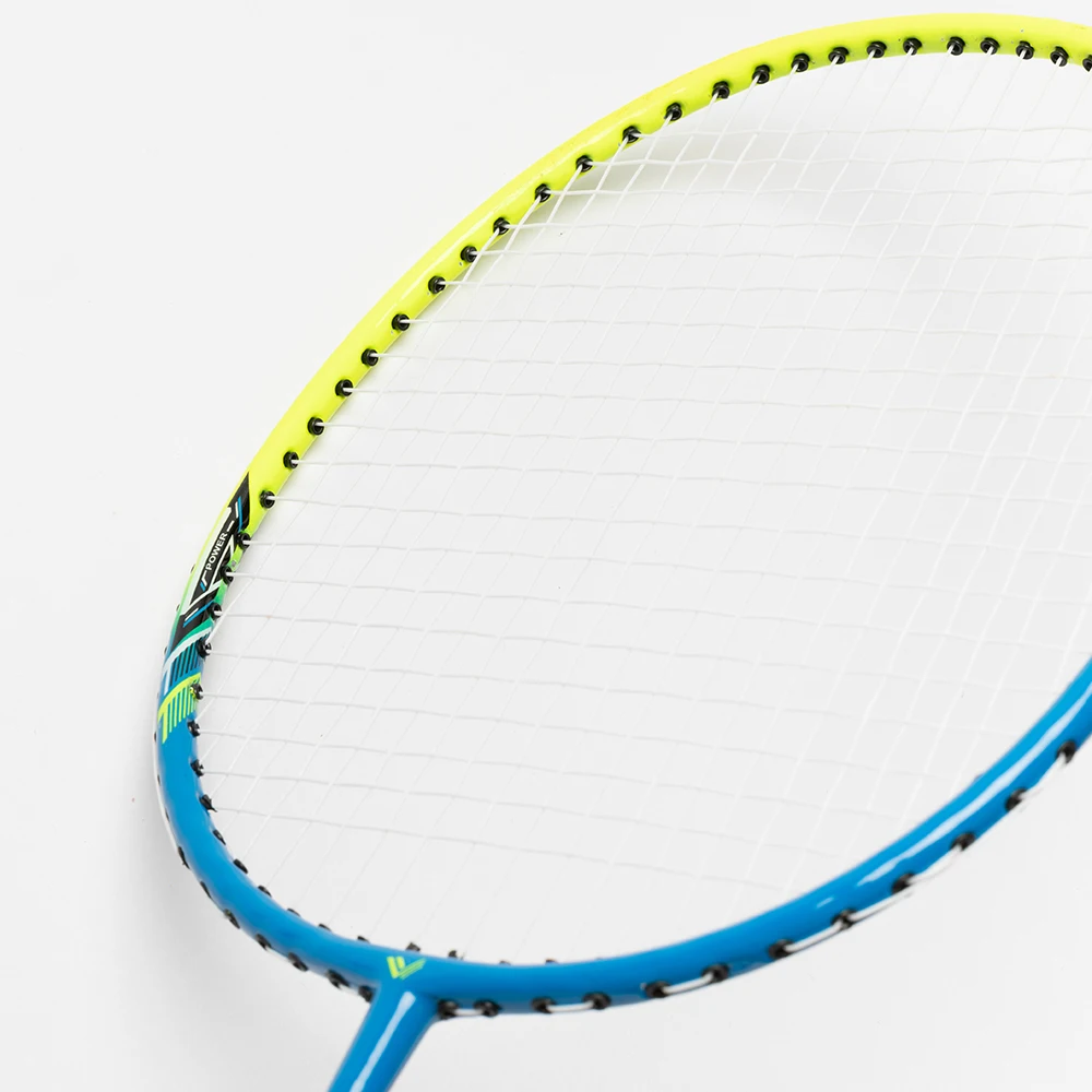 custom 2 packs 14lbs onepiece badminton racket set steel shaft badminton racquet 6pcs Plastic shuttlecocks with bag