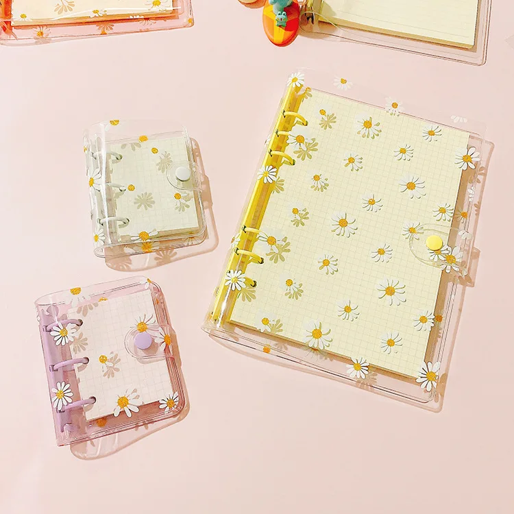 PVC transparent notebook INS with the same cute little daisy 6-hole hand ledger A5 A6 A7 loose-leaf book shell
