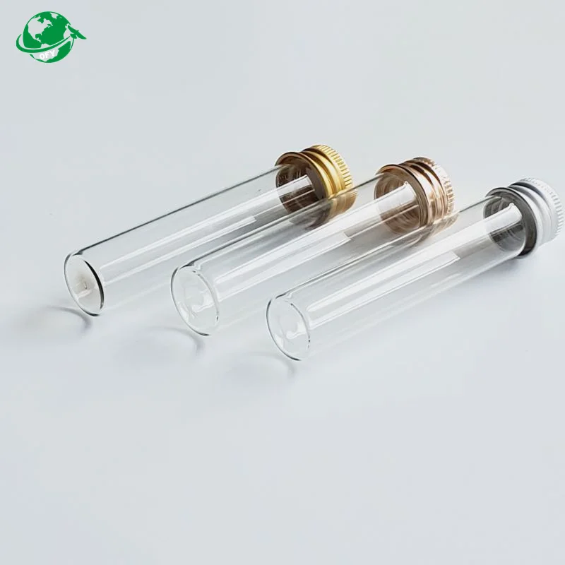 20 x 200 mm 20 x 180 mm Long large size Clear glass test tube with aluminum screw cap for packaging