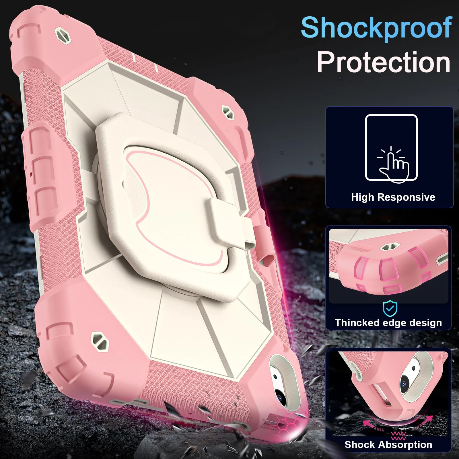 For iPad gen 6 7 8 9 10 case kids shock proof 360 Degree Rotating Silicon Tablet Covers & Cases for ipad 9 10 generation Case