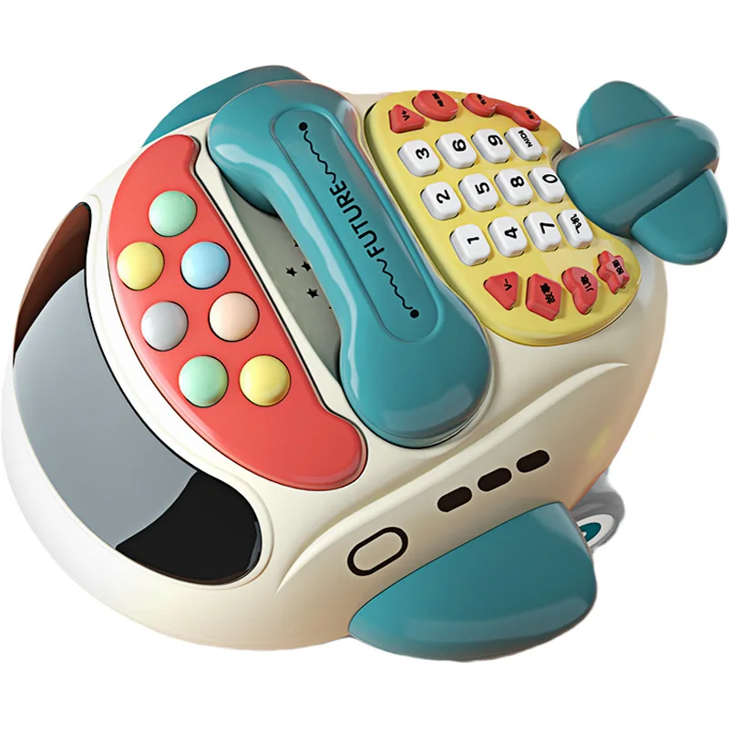 Baby early education story machine toy simulation airplane phone toy with music and projection