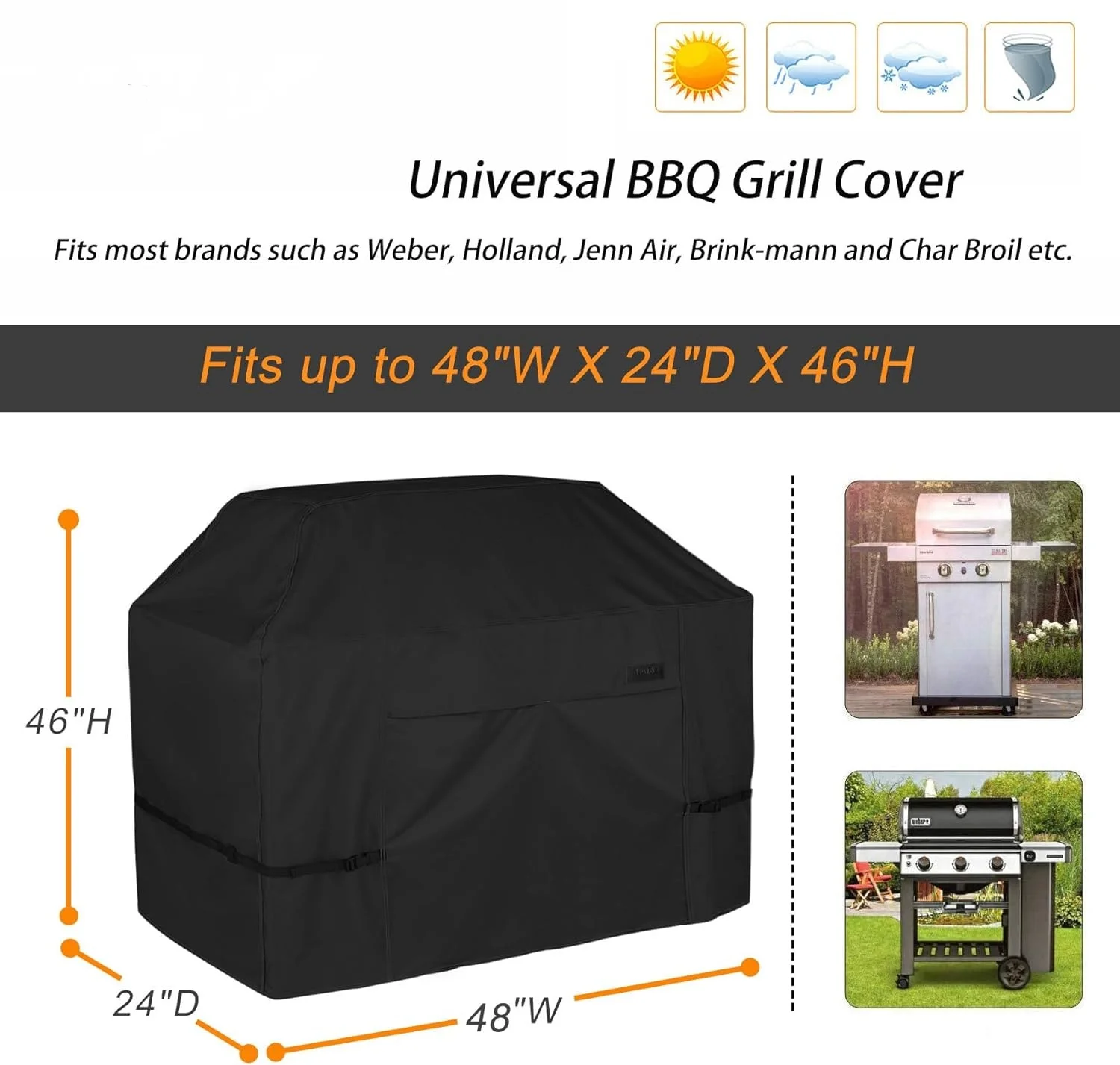 Trapezoid Outdoor Furniture Cover Heavy Duty Waterproof 48 Inch Barbecur Grill Cover