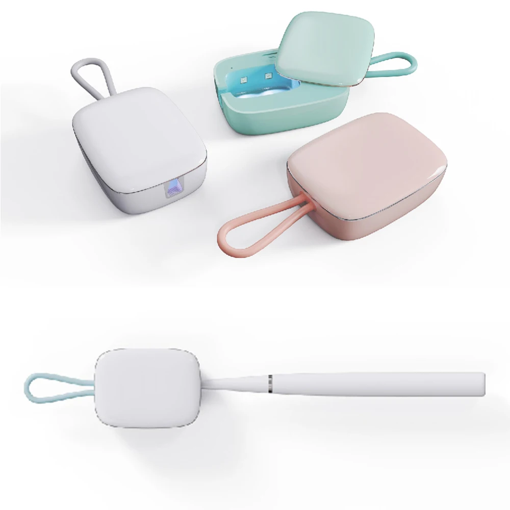 New Arrival Portable KC battery UVC Toothbrush Sterilizer Hanging Holder Electric Wall Mounted Toothbrush Sterilization Box
