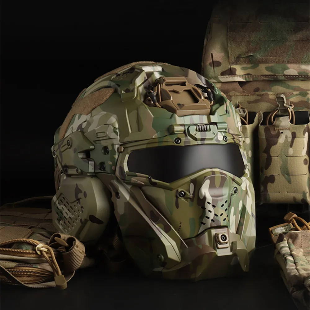 MUCHAN full face helmet for combat helmet plain color version with built-in communication headset