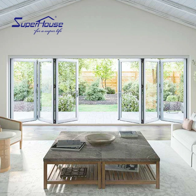 One step customization Aluminum multipoint lock impact hurricane safety glass folding door