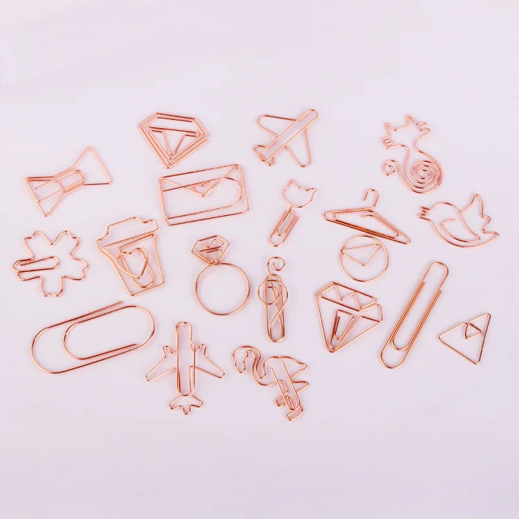 Heart Bookmark Metal Paper Clip Decor Rose Gold Colorful Different Shaped Book Note Decoration Binder Clip