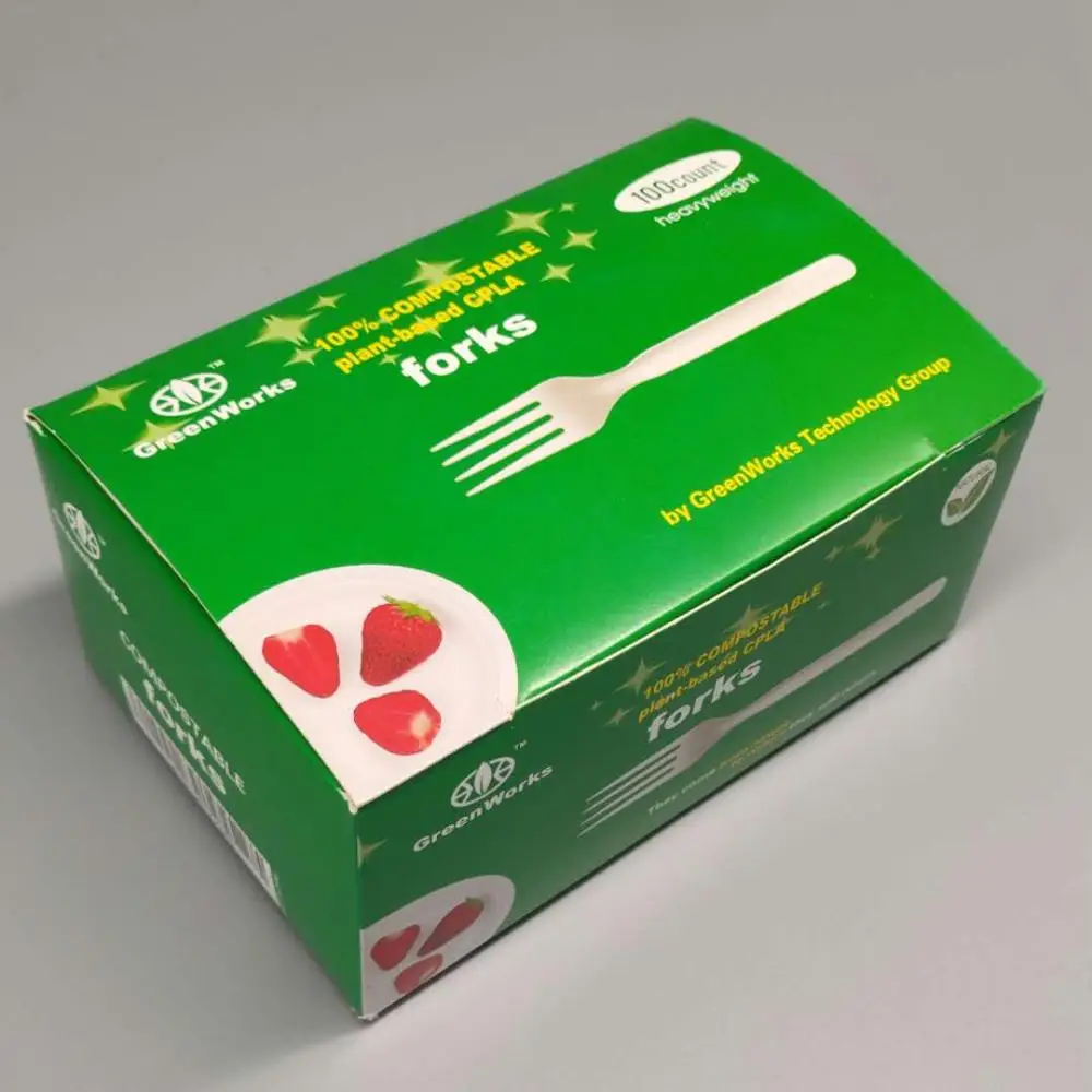 
GreenWorks High quality wholesale Biodegradable Compostable CPLA 7inch 17cm Cutlery(Knife,Fork,Spoon) 