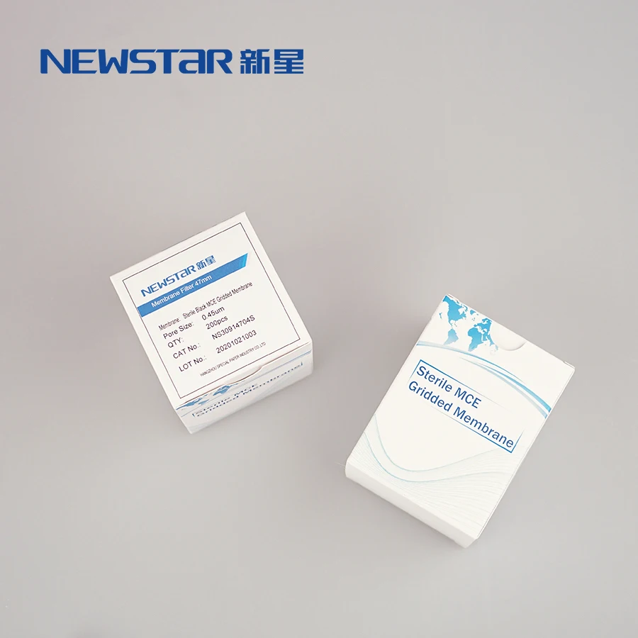 Sterile MCE (Mix Cellulose Ester) 47/50mm membrane filter 0.45um  Gridded (white membrane , black gridded)individually packed