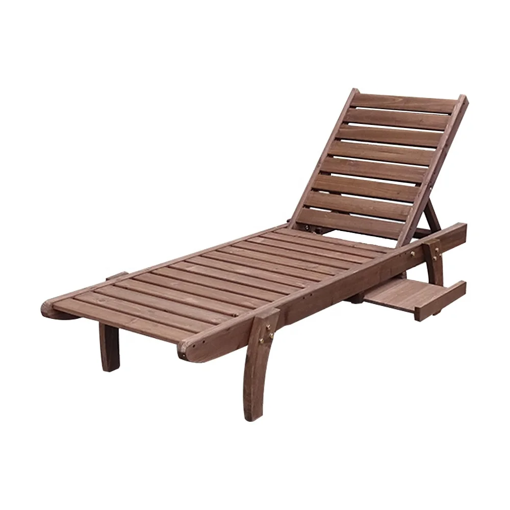 Hot selling outdoor garden wood pool lounger 100% solid wood swimming pool lounger