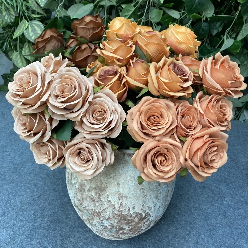 Artificial Wedding Decoration  High Quality 9 Heads  Rose Bouquet Floral Flowers Silk Rose Bouquets Flower