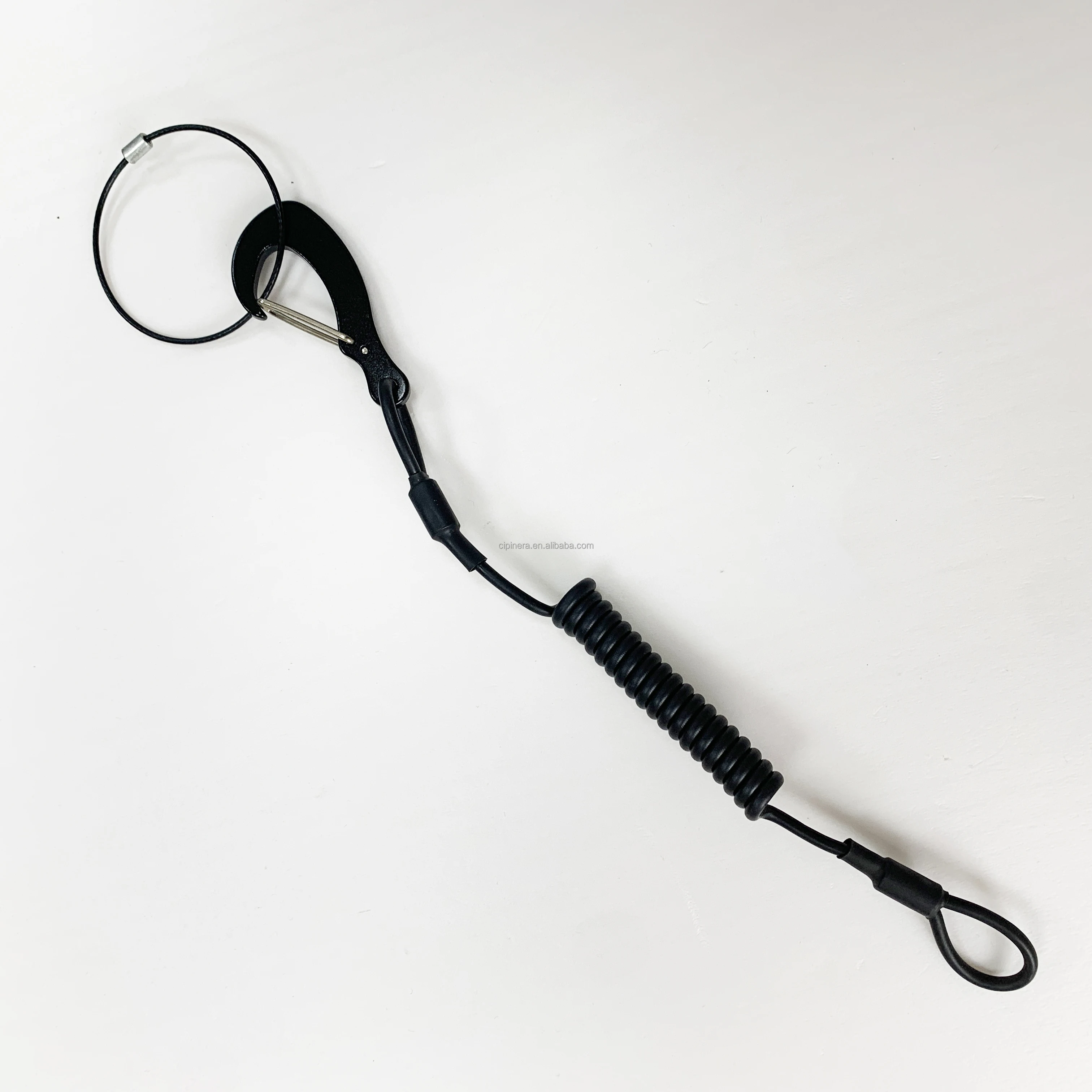 hot supply  Spiral Cord Lanyard pvc coating  customized Mountain Climbing Tethering spring steel wire rope