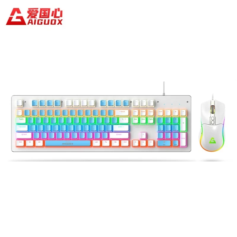 Bajeal high quality white and blue mechanical keyboard 104-key Led backlight wired mechanical keyboard for PC laptop