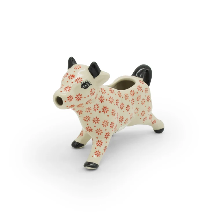 Fashion cute animal cow shaped ceramic milk jug flower printing Japanese style collection water pitcher