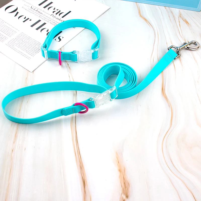 New Style Luxury Rubber Silicone Coated Pet Long Lead Custom PVC Waterproof Dog Leash Collar Set
