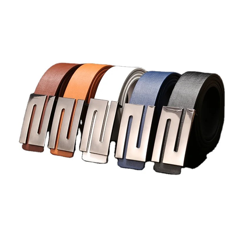 WDD88 Men Fashion Letter S Buckle Leather Belts Female Causal Jeans Clothing PU Belts New Pin Buckle Leather Bets