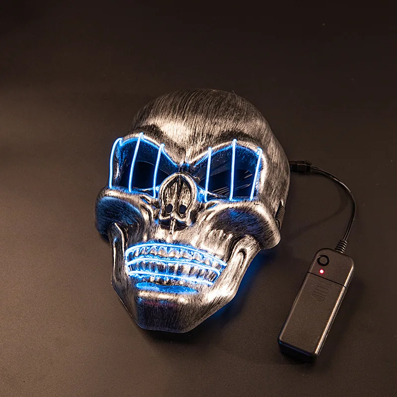 High Quality Halloween Flashing Luminous LED Light Realistic Scary Skull Face Mask