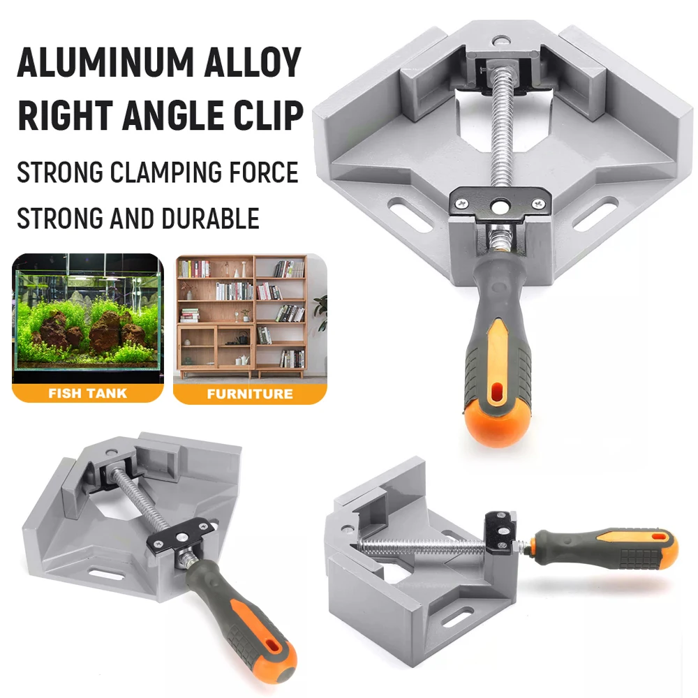Single-handle 90-Degree Right Angle Fixing Clamp Adjustable Swing Jaw Carbon Steel Threaded Rod Woodworking Jigs for Welding