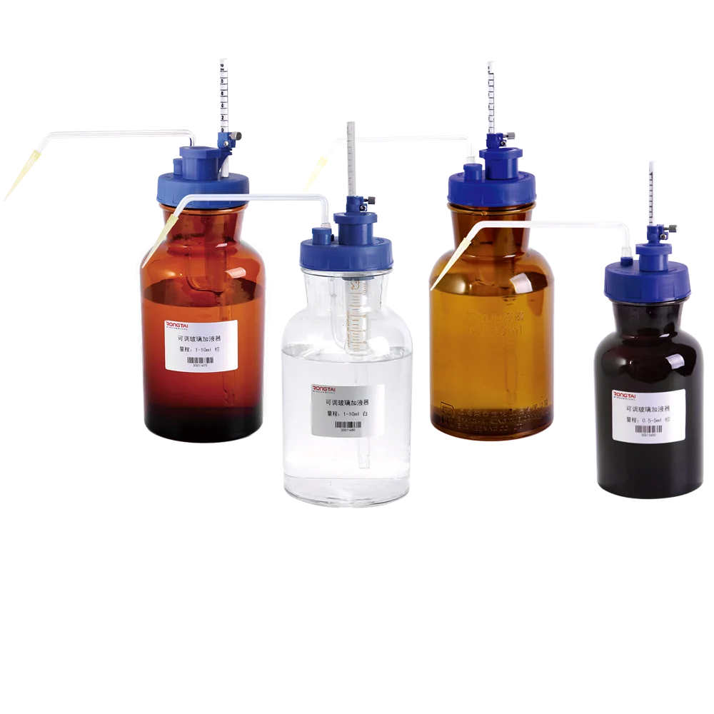 RONGTAI Adjustable Glass Injection Bottle Top Dispenser Translucent Glass