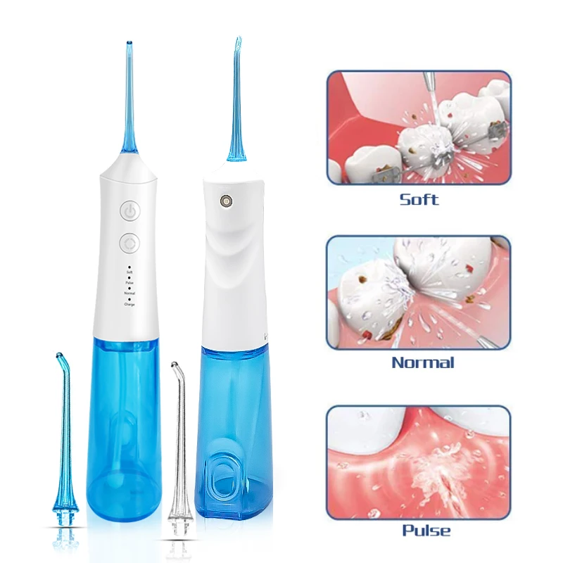 Cordless Water Flosser Intelligent Dental Oral Irrigator 3 Modes 2 Jet Tips IPX7 Waterproof Portable and Rechargeable Powerful