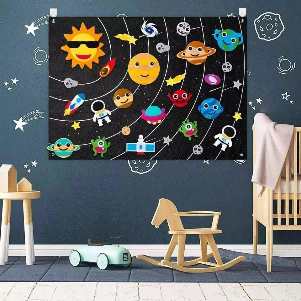 Hot Selling Felt Board for Toddlers, Educational Kids Gifts 3 4 5 6 7 8 Years Christmas.Solar System for Kids Toys