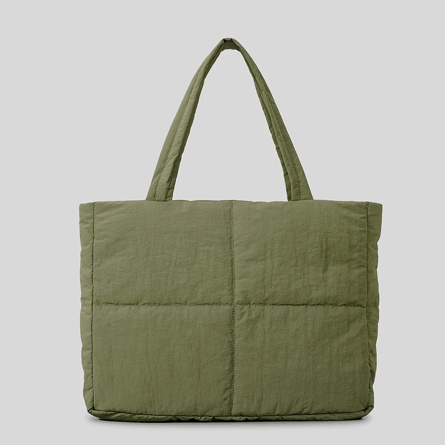 new collection Large capacity fashion simple soft plaid shoulder bag handbag gift work puffer tote bags for women wholesale