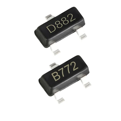 Favorable price  Smd Transistor 2Sd882/2Sb772 Silkscreen D882/B772 Sot-23 (100 Pcs)