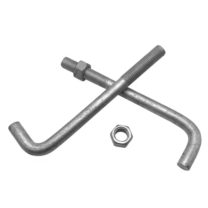 Natural steel Construction L type foundation anchor bolt m42 with nut washer