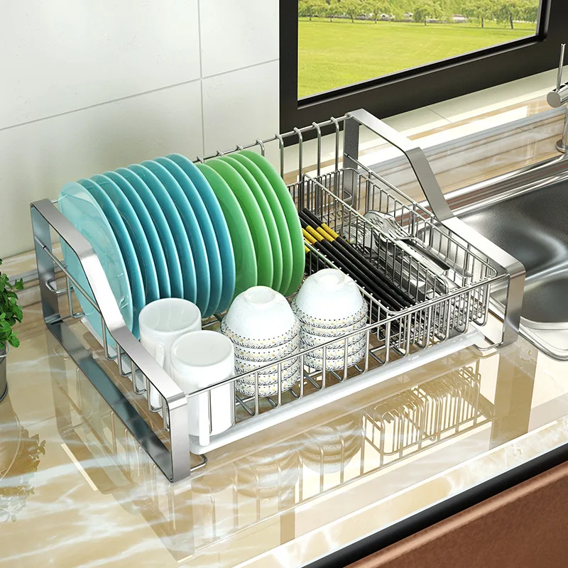 Factory Wholesale Kitchen Single Layer Tableware Drying Rack Stainless Steel Drain Rack Household Drain Dish Rack