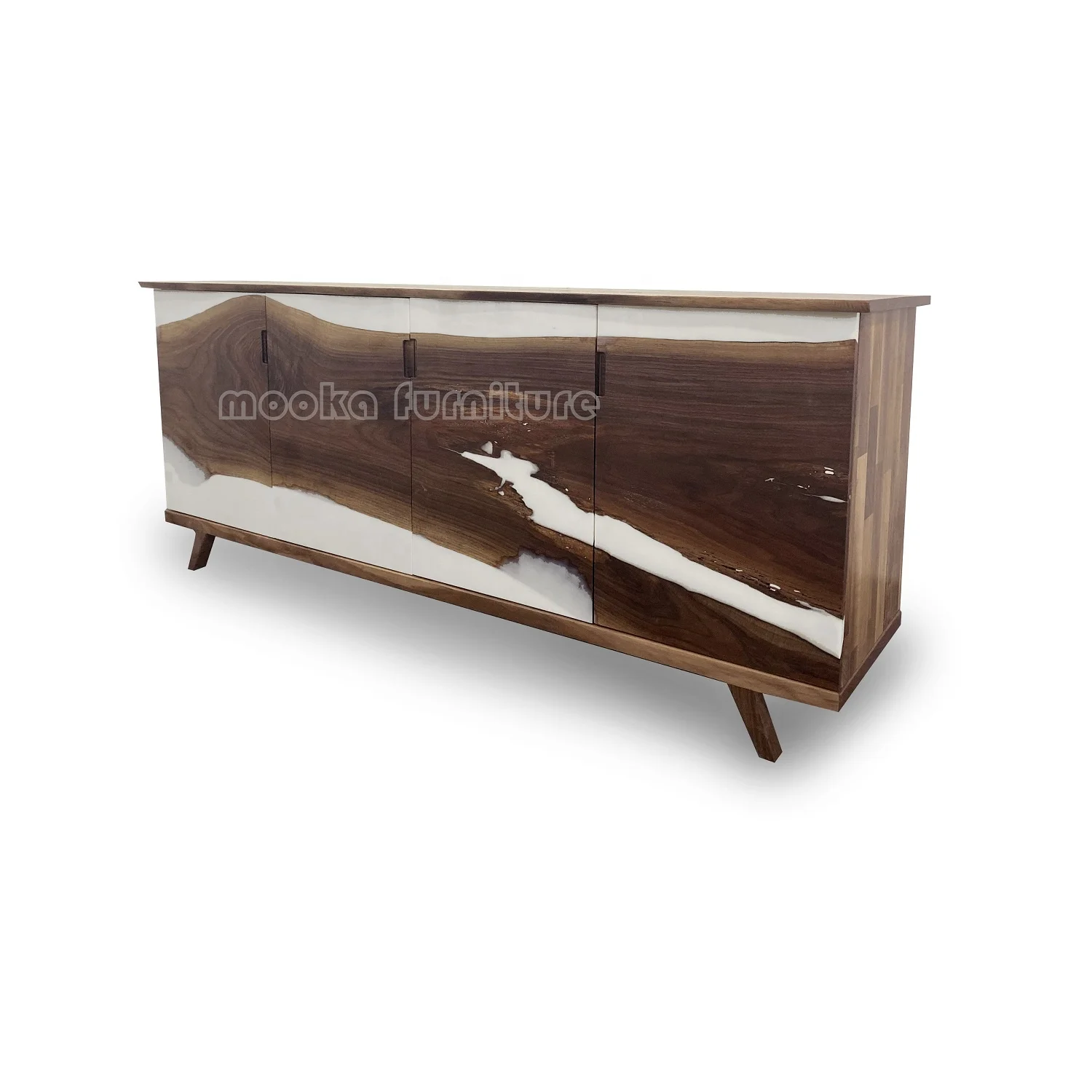 Роскошные деревянные шкафы для гостиной на заказ кухня credenza Черный грецкий орех эпоксидный сервант белая Смола консоль речной