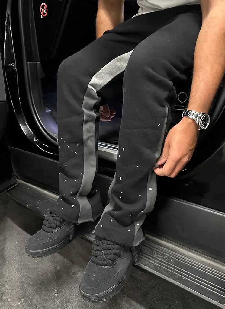 Vintage Flare Paint Joggers Sweatpants Stacked Pants Men Track Pants Flare Sweat Pants Men