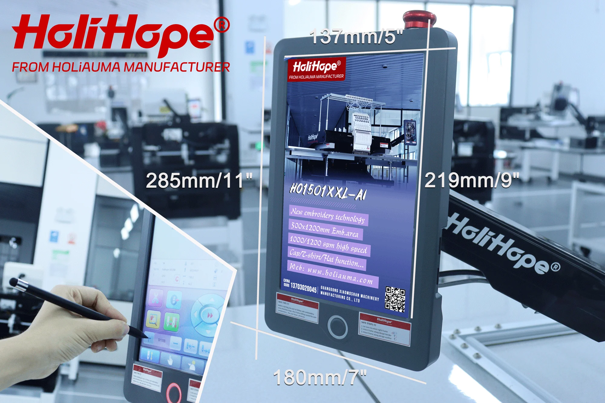 10 YEAR WARRANTY HOLIHOPE 1 head embroidery machine single head hat t-shirt 3D embroidery machine like Tajima embroidery machine