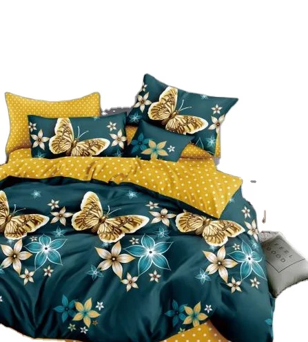 Hom Textile 100% polyester bed sheet bedding set animal design beautiful butterfly printed queen size