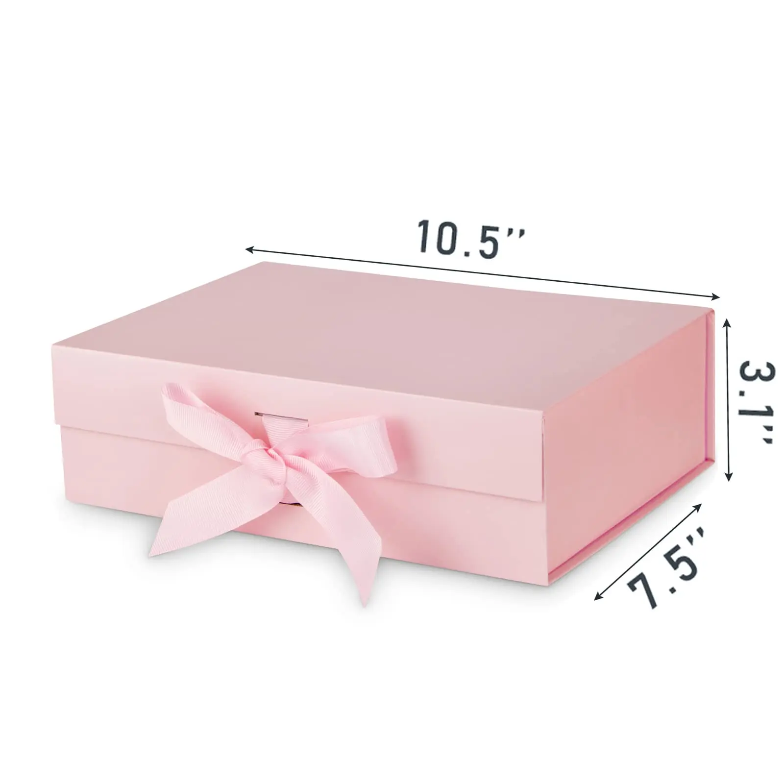 Gift Box with Lid for Presents 10.5x7.5x3.1 Inches with Ribbon and Magnetic Closure wedding party(1-Pack) (Pink)